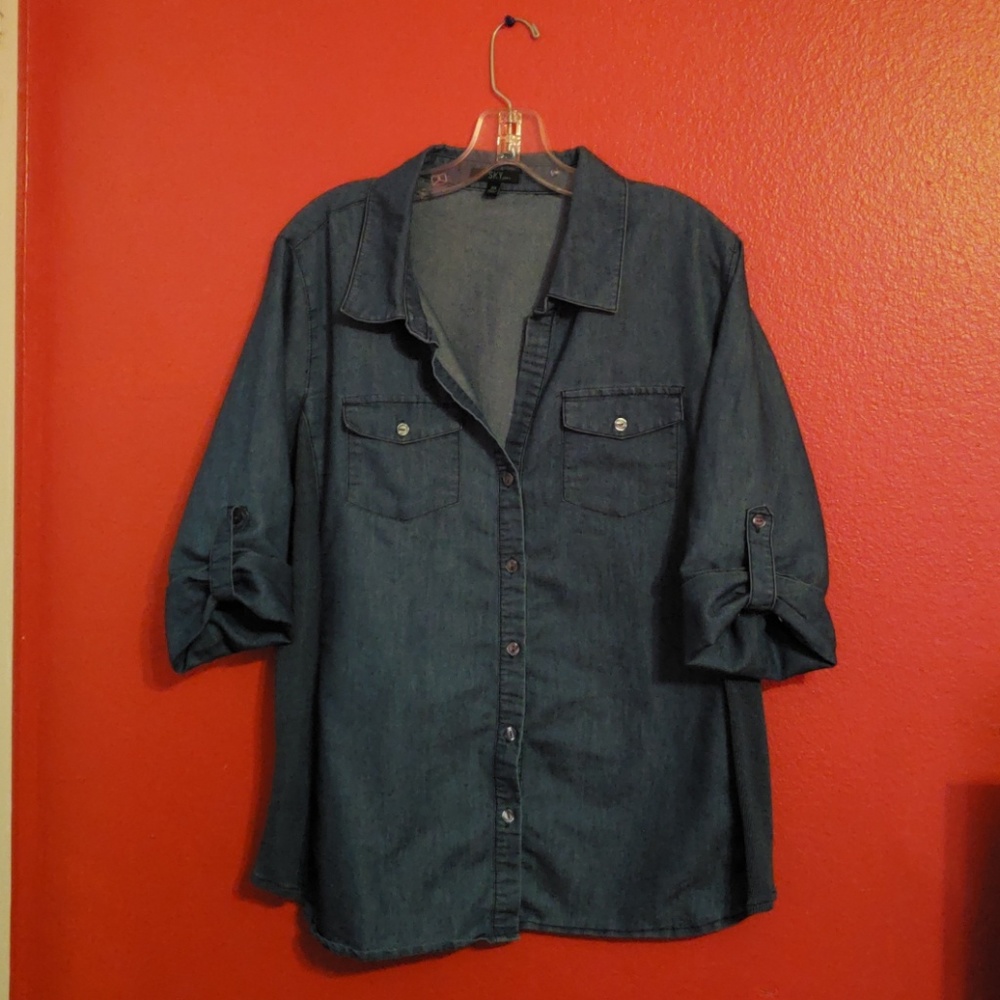 Plus Size Chambray Shirt